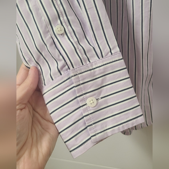 J. Crew Women's Classic Striped Lavender Dress Shirt - Picture 4 of 5